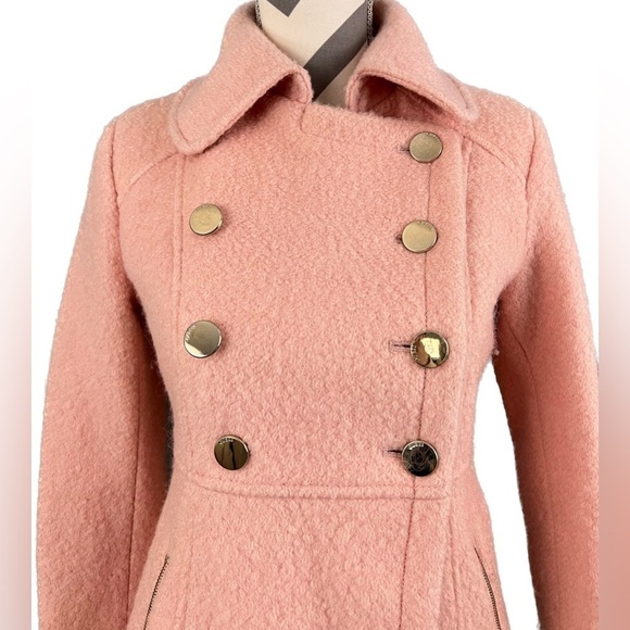 Guess Pink Double Breasted Bouclé Cutaway Coat - Size PXS - Picture 4 of 16